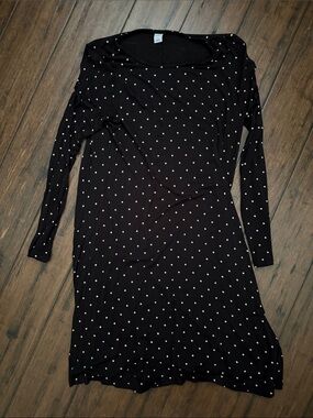 Old Navy Black Long Sleeve Dress with White Dot Print